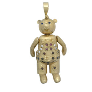 9ct Yellow Gold Gemstone Teddy Bear Pendant