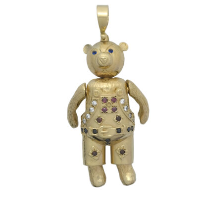 9ct Yellow Gold Gemstone Teddy Bear Pendant