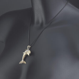 9ct Yellow Gold Gemstone Dolphin Pendant
