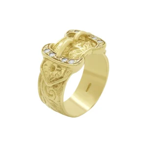 9ct Yellow gold Gemstone Buckle Ring