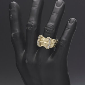 9ct Yellow gold Gemstone Buckle Ring