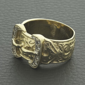 9ct Yellow gold Gemstone Buckle Ring