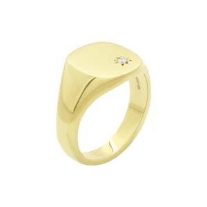 9ct Yellow Gold Diamond Signet Ring