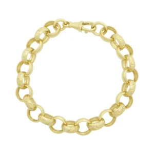 9ct Yellow Gold Patterned Belcher Bracelet 8&#8221; 11mm