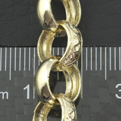 9ct Yellow Gold Patterned Belcher Bracelet 8'' 11mm - Image 4