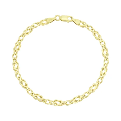 9ct Yellow Gold Fancy Link Bracelet 7" 4mm