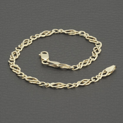 9ct Yellow Gold Fancy Link Bracelet 7" 4mm - Image 3