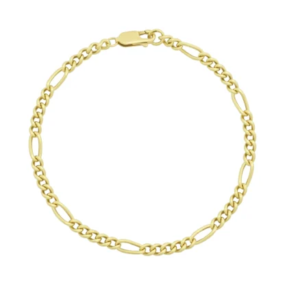 9ct Yellow Gold Figaro Bracelet 7.5" 3.5mm