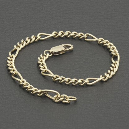 9ct Yellow Gold Figaro Bracelet 7.5" 3.5mm - Image 3