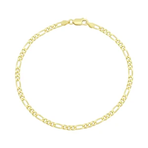 18ct Yellow Gold Figaro Bracelet 8&#8243; 3mm