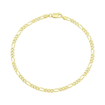 18ct Yellow Gold Figaro Bracelet 8" 3mm