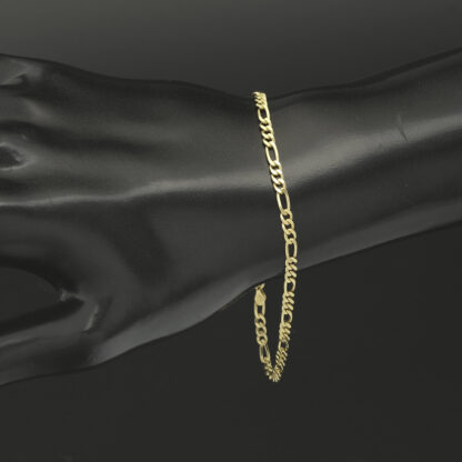 18ct Yellow Gold Figaro Bracelet 8" 3mm - Image 4
