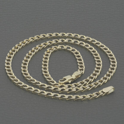9ct Yellow Gold Curb Chain 17.5" 3.5mm - Image 4