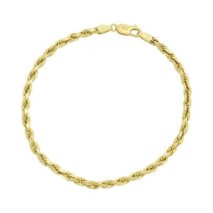 9ct Yellow Gold Rope Bracelet 8.5" 3.5mm