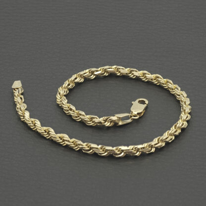9ct Yellow Gold Rope Bracelet 8.5" 3.5mm - Image 2