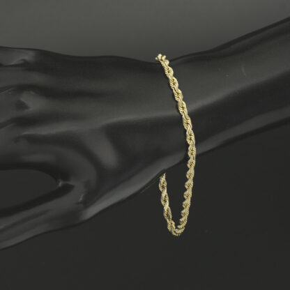 9ct Yellow Gold Rope Bracelet 8.5" 3.5mm - Image 3