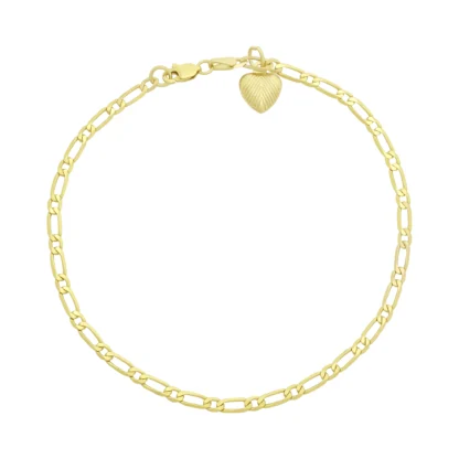 9ct Yellow Gold Curb Bracelet With Heart Pendant 9" 3mm