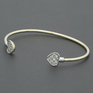 9ct Yellow Gold Gemstone Heart Torque Bangle