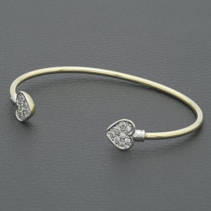 9ct Yellow Gold Gemstone Heart Torque Bangle - Image 2