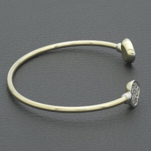 9ct Yellow Gold Gemstone Heart Torque Bangle