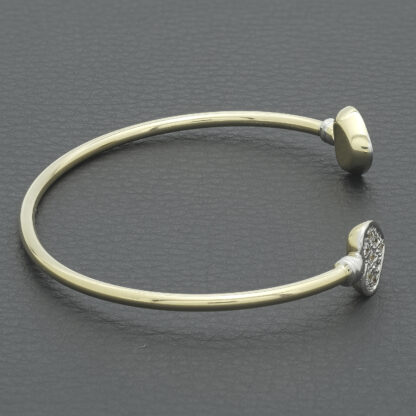 9ct Yellow Gold Gemstone Heart Torque Bangle - Image 3