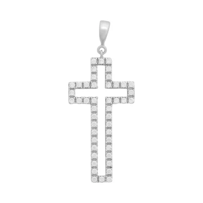 9ct White Gold Gemstone Cross Pendant
