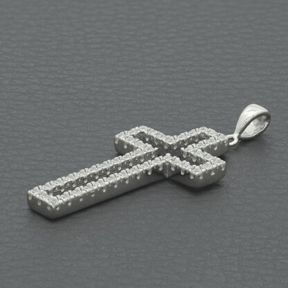 9ct White Gold Gemstone Cross Pendant - Image 2
