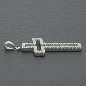 9ct White Gold Gemstone Cross Pendant