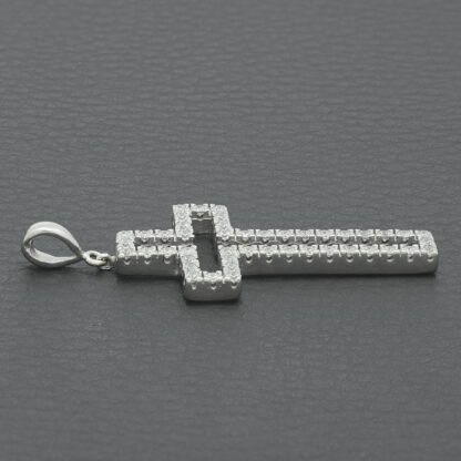 9ct White Gold Gemstone Cross Pendant - Image 3