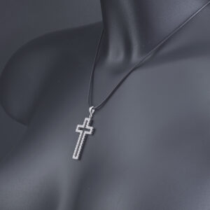 9ct White Gold Gemstone Cross Pendant