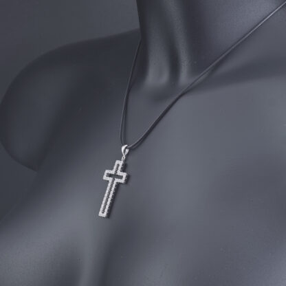 9ct White Gold Gemstone Cross Pendant - Image 4