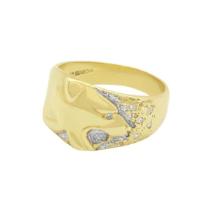 9ct Yellow Gold Moissanite Dragon Ring