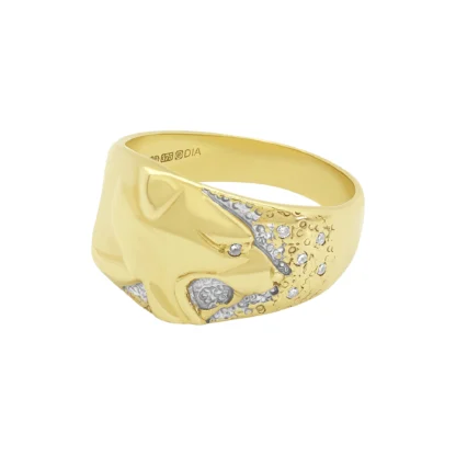 9ct Yellow Gold Moissanite Dragon Ring