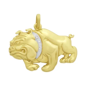 9ct Yellow Gold Diamond Bulldog Pendant