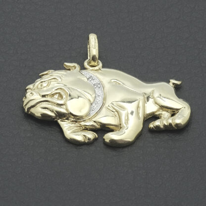 9ct Yellow Gold Diamond Bulldog Pendant - Image 2