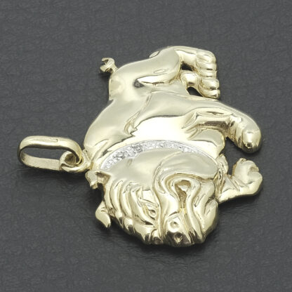 9ct Yellow Gold Diamond Bulldog Pendant - Image 3