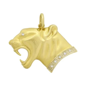 9ct Yellow Gold Diamond Panther Pendant