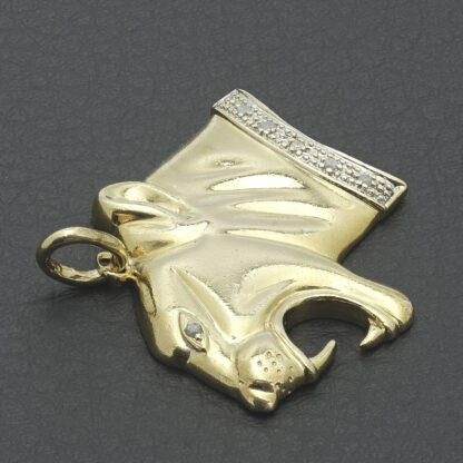 9ct Yellow Gold Diamond Panther Pendant - Image 4