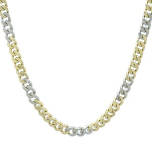 18ct Yellow And White Gold Curb Chain 21&#8243; 5mm