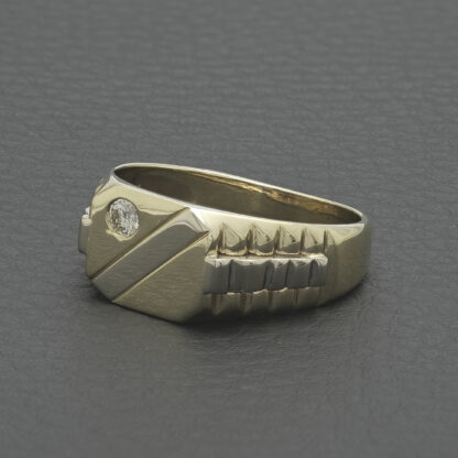 14ct Yellow Gold Moissanite Watch Strap Signet Ring - Image 3