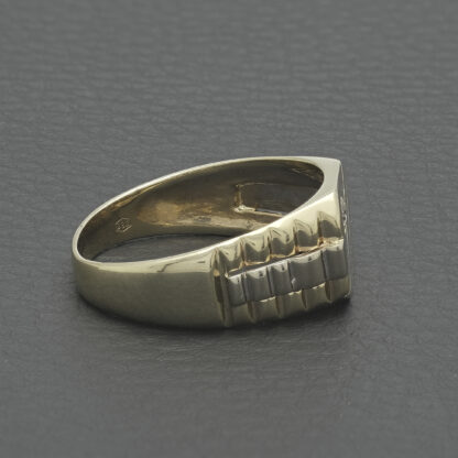 14ct Yellow Gold Moissanite Watch Strap Signet Ring - Image 4