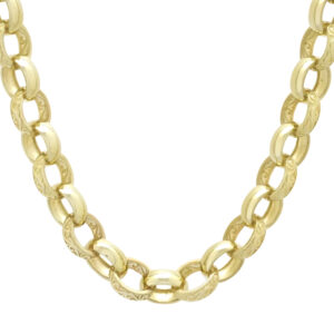 9ct Yellow Gold Patterned Belcher Chain 23.5&#8243; 10.5mm
