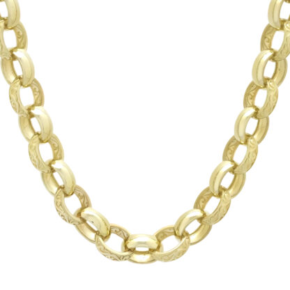 9ct Yellow Gold Patterned Belcher Chain 23.5" 10.5mm
