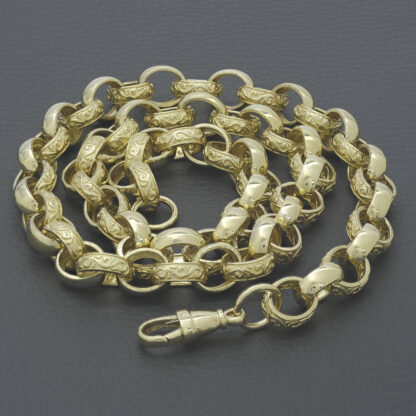 9ct Yellow Gold Patterned Belcher Chain 23.5" 10.5mm - Image 2