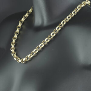 9ct Yellow Gold Patterned Belcher Chain 23.5&#8243; 10.5mm