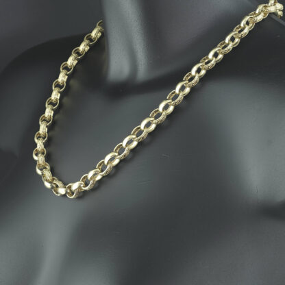 9ct Yellow Gold Patterned Belcher Chain 23.5" 10.5mm - Image 3