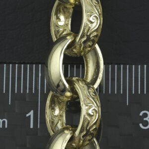 9ct Yellow Gold Patterned Belcher Chain 23.5&#8243; 10.5mm