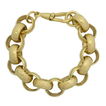 9ct Yellow Gold Belcher Bracelet 6" 12.5mm