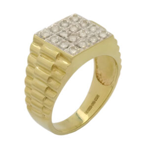 9ct Yellow Gold 0.50ct Diamond Watch Strap Signet Ring