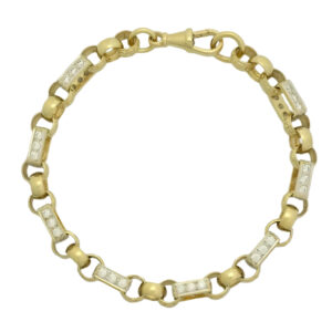 9ct Yellow Gold Gemstone Gypsy Link Bracelet 9&#8243; 8mm